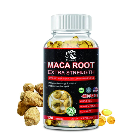 Organic Maca Root Powder Capsules with Korean Red Ginseng